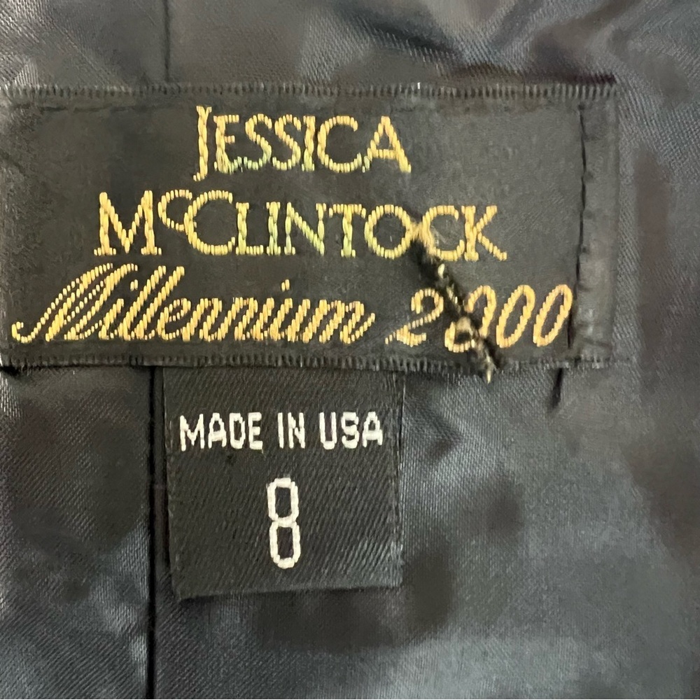 Vintage Y2K Jessica McClintock Millennium 2000 Black strapless fringe crop top - Picture 3 of 16
